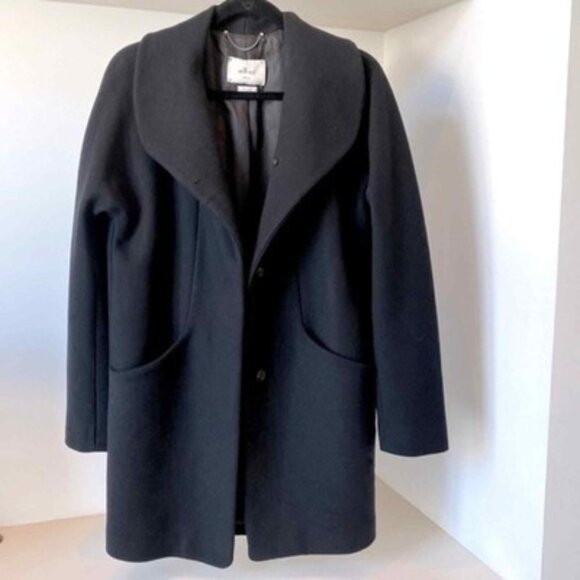 Aritzia Wilfred NWOT Cocoon Coat Wool Cashmere Mid Length Black Size XS PERFECT - Picture 4 of 14